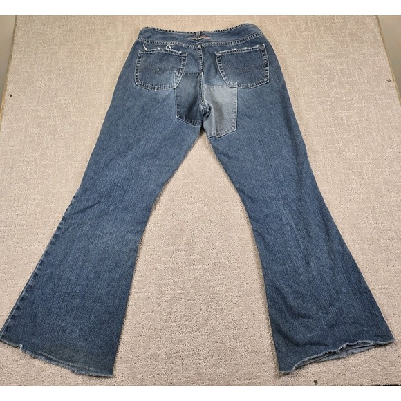 Vintage Silver Women's 32-30 Patchwork Super Wide Flare Jeans Frayed Hem GUC - Picture 4 of 9